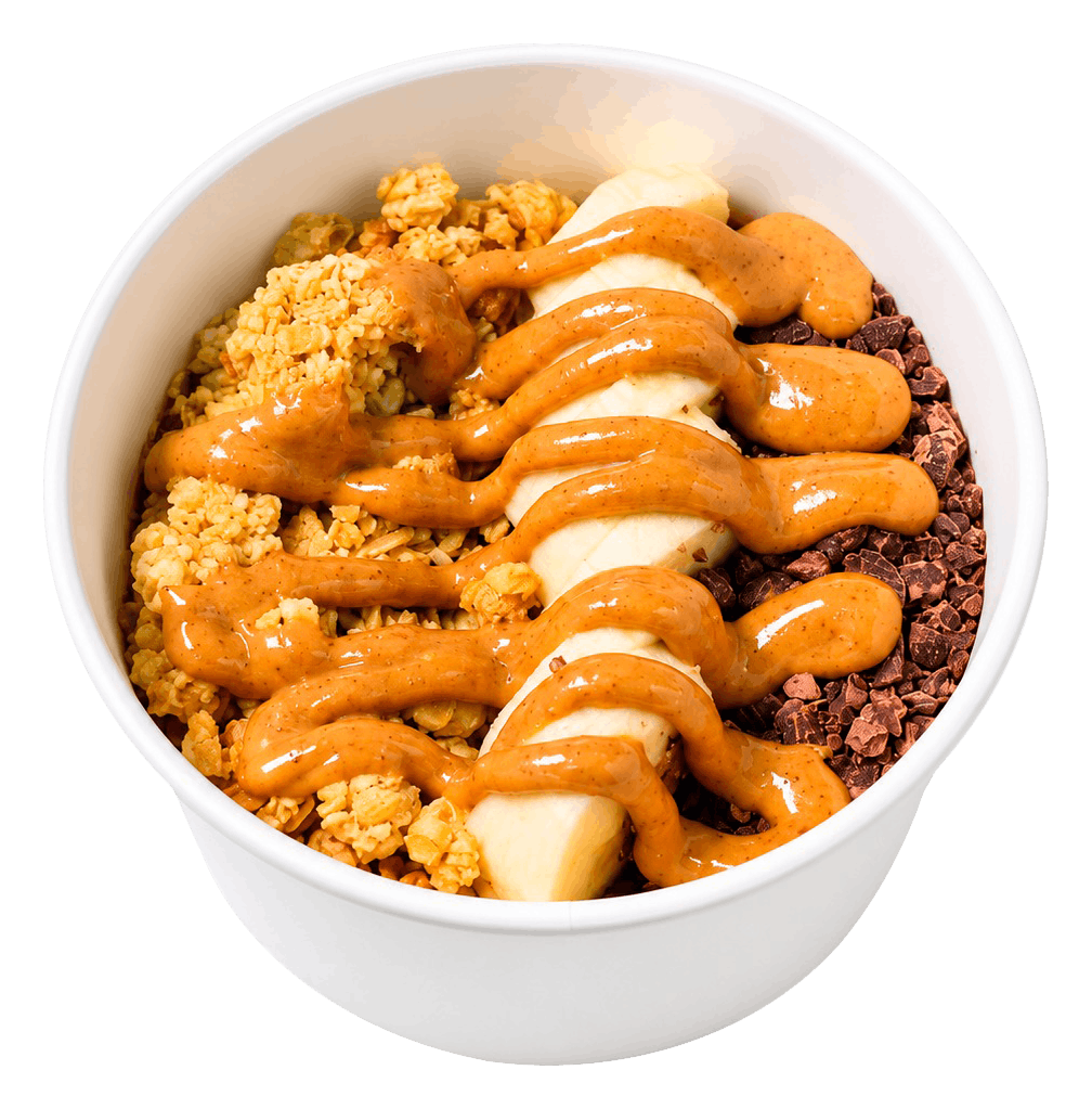 Choco bowl con cacao nibs y mantequilla de almendra
